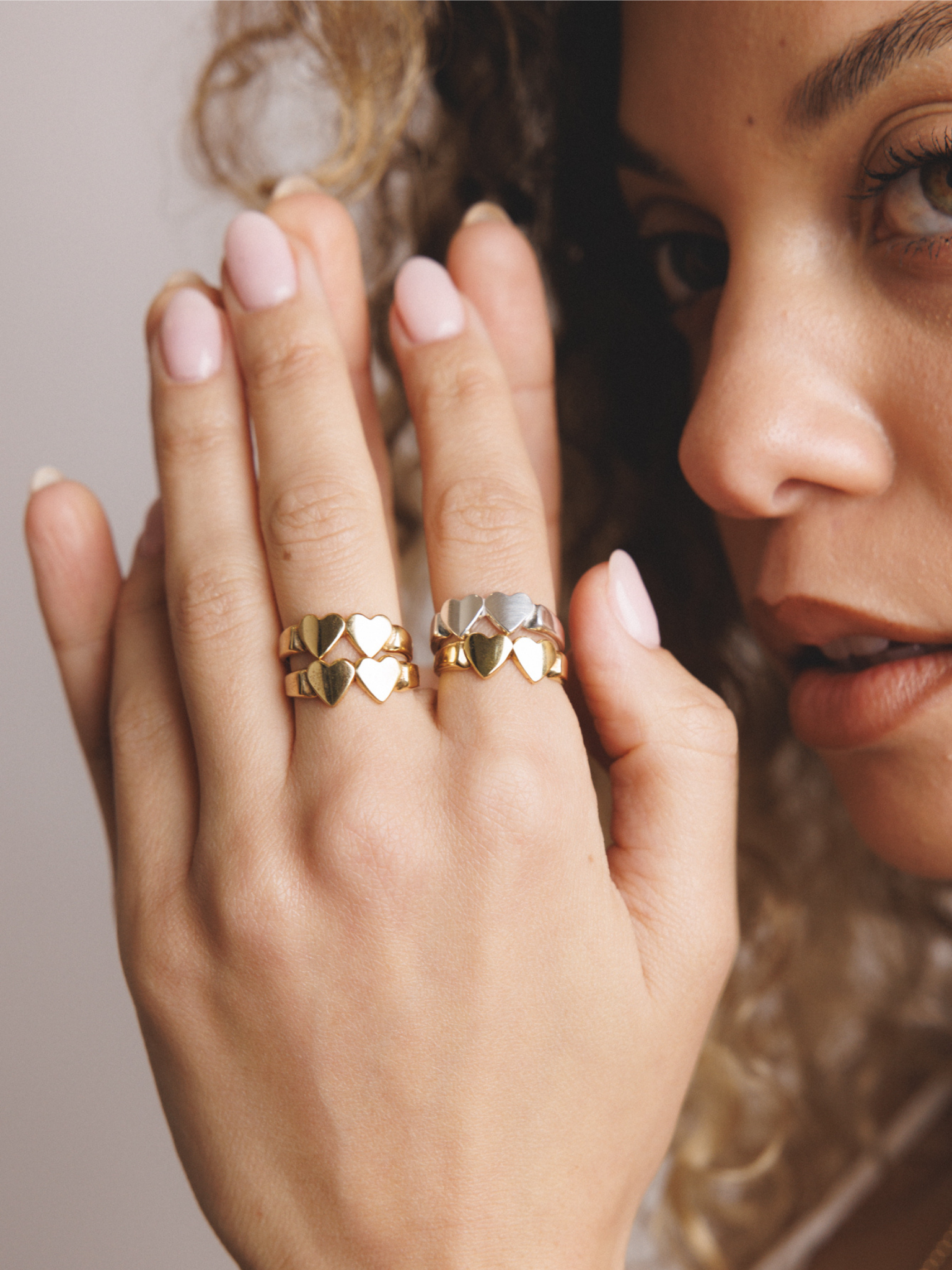 OG Double Heart Ring - 14K Gold Vermeil