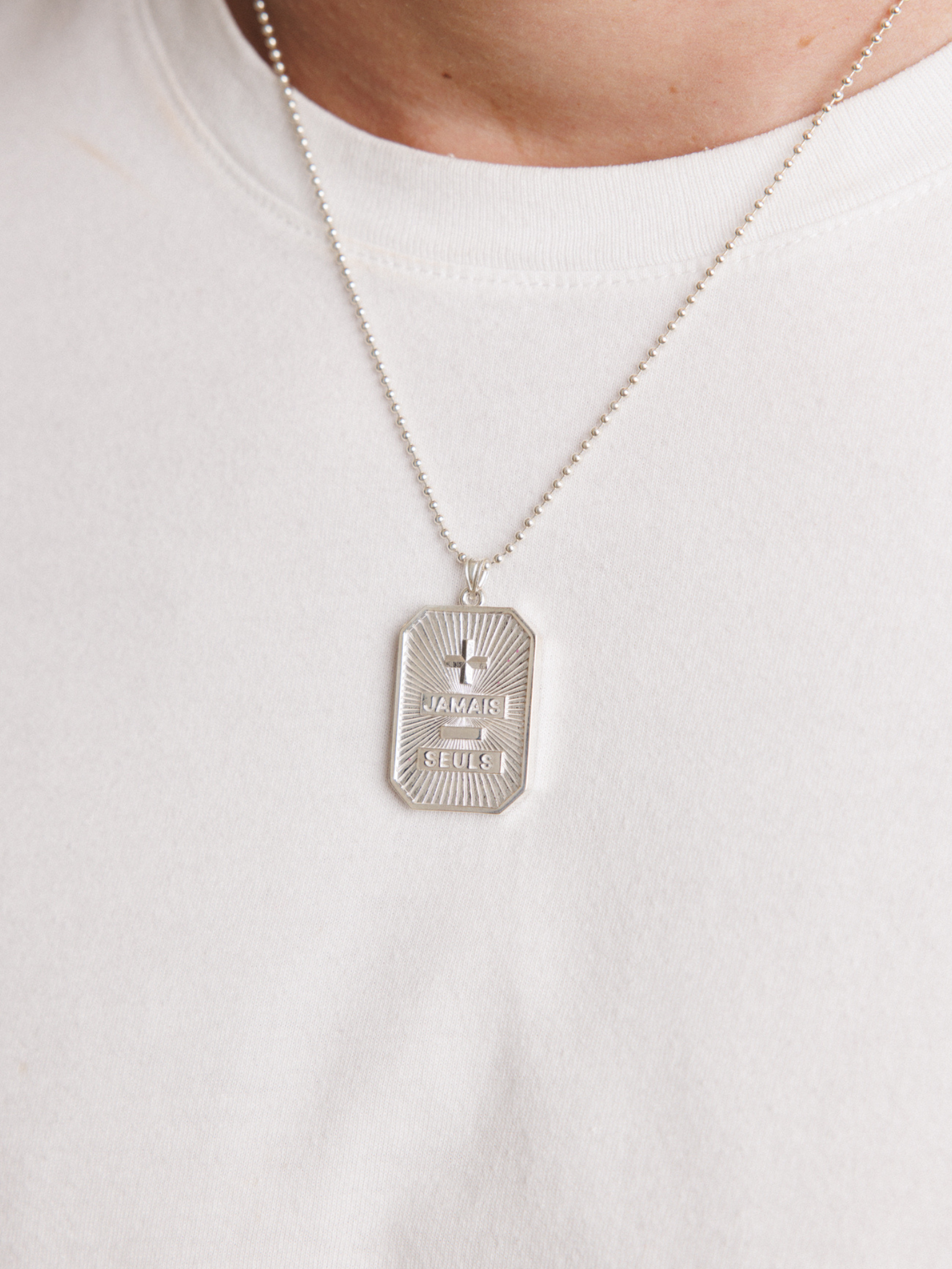 Jamais Seuls Dog Tag - .925 Sterling Silver