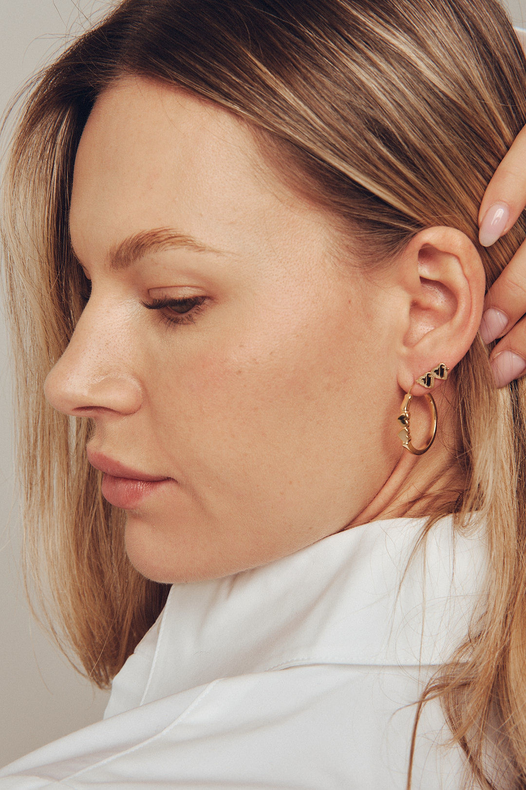 Double Heart Studs - Gold Vermeil