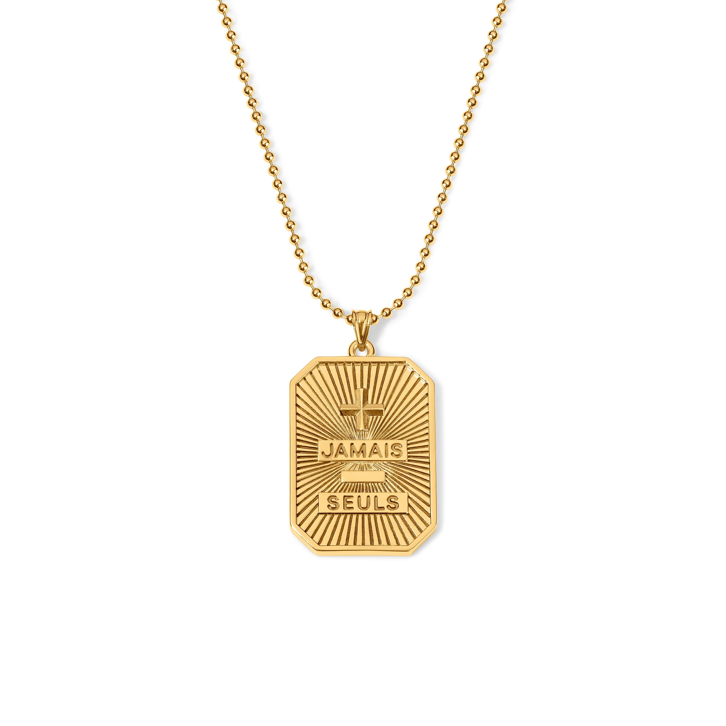 Jamais Seuls Dog Tag - Gold Vermeil