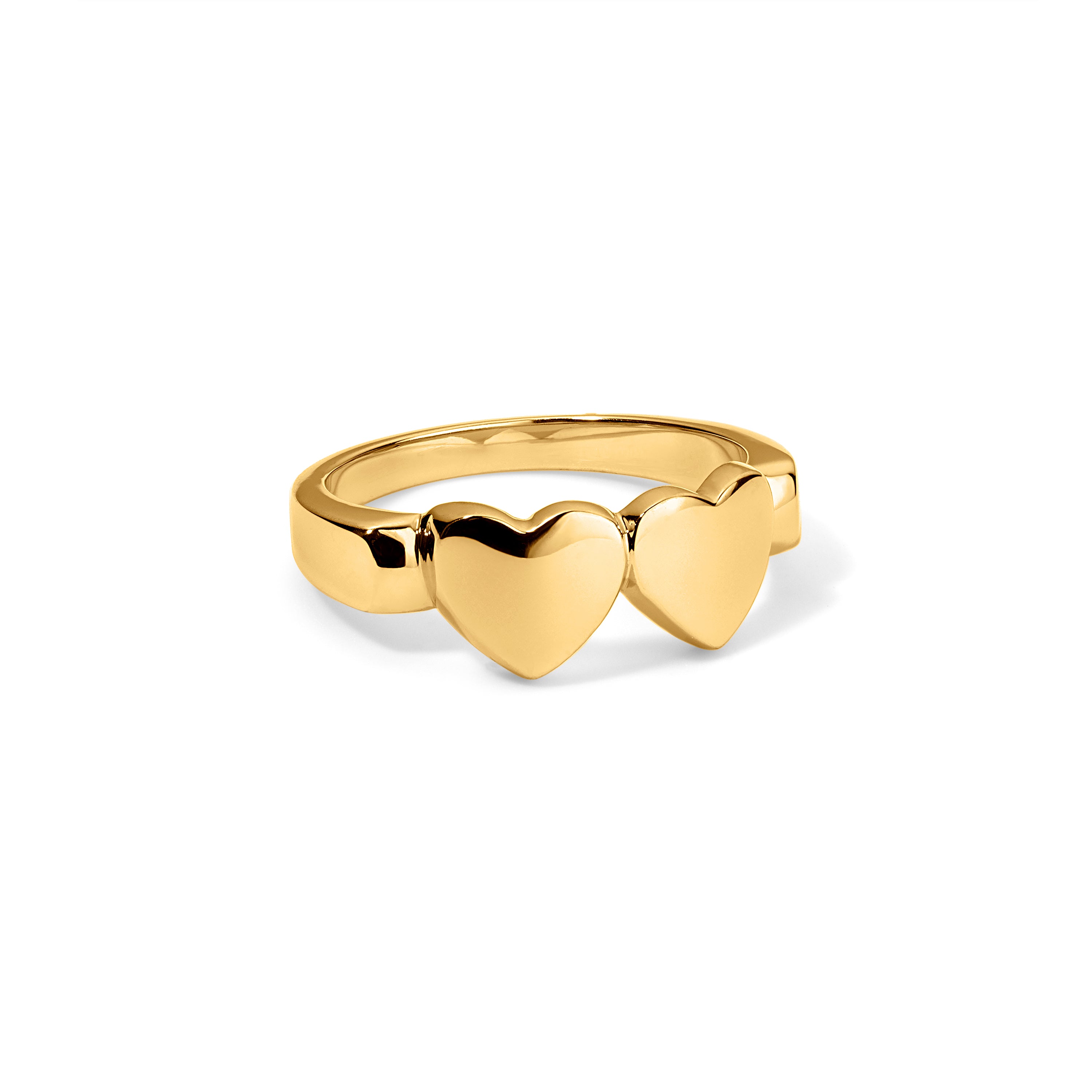 OG Double Heart Ring - 14K Gold Vermeil