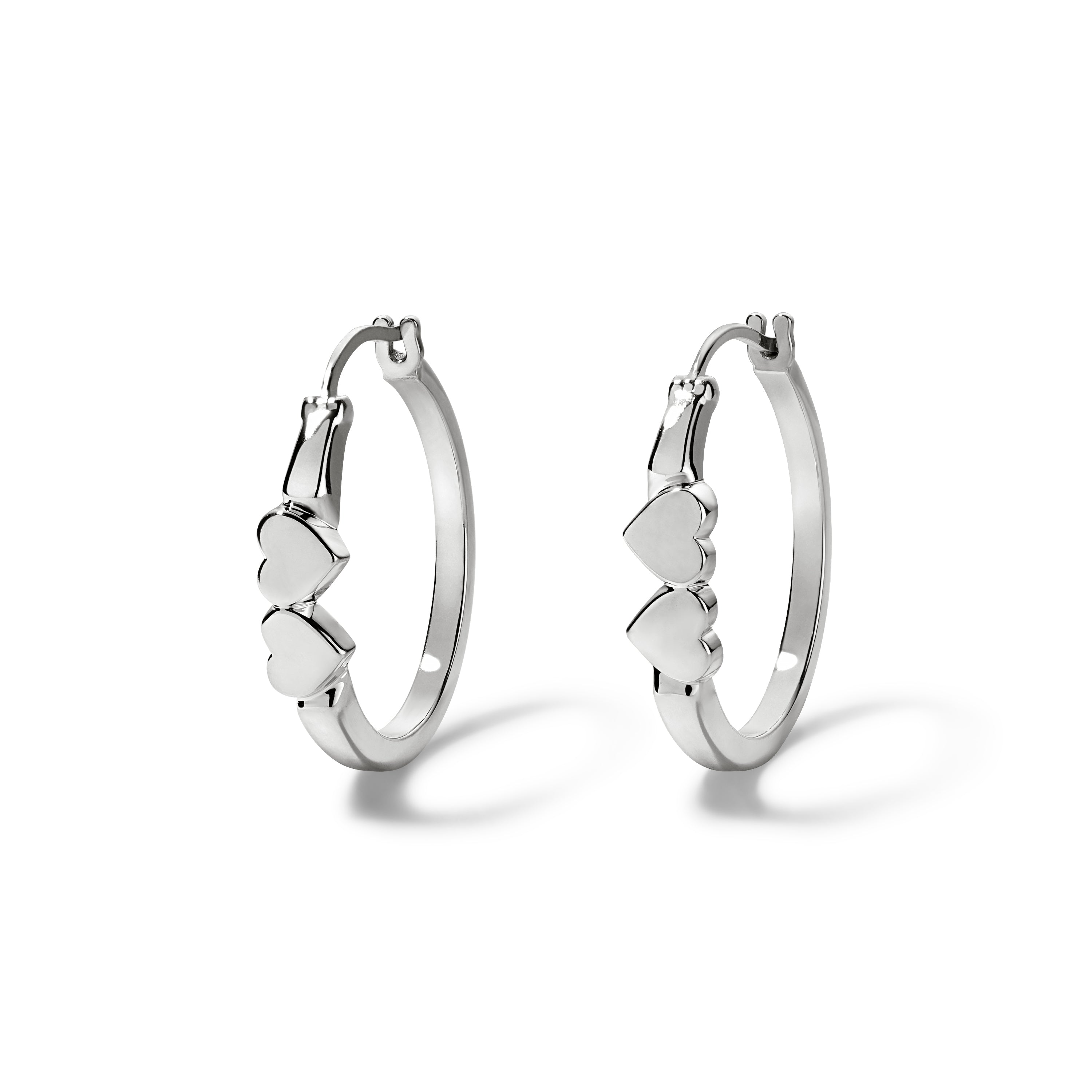 Double Heart Buckle Hoop - Sterling Silver