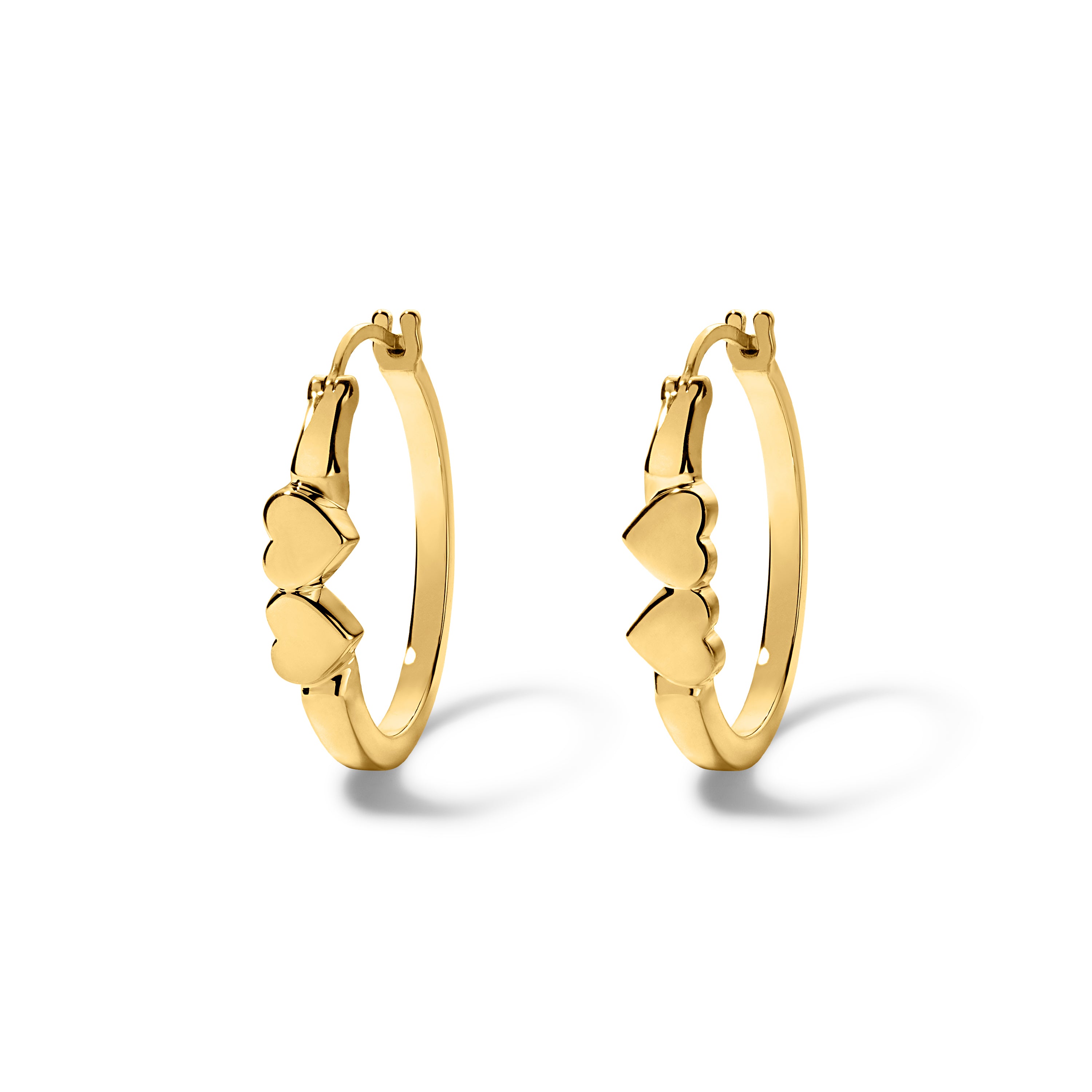 Double Heart Hoops - Gold Vermeil
