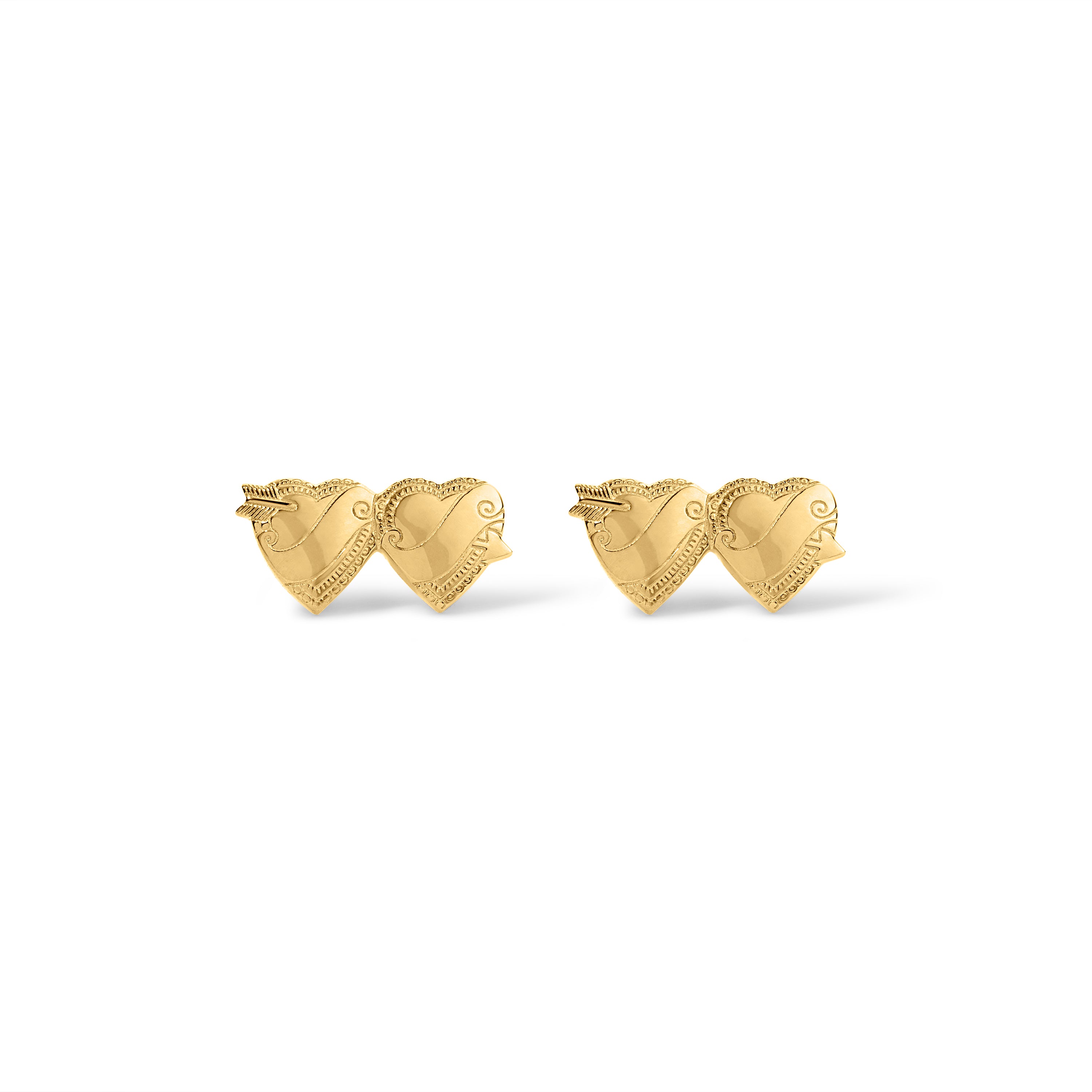 Double Heart Studs - Gold Vermeil