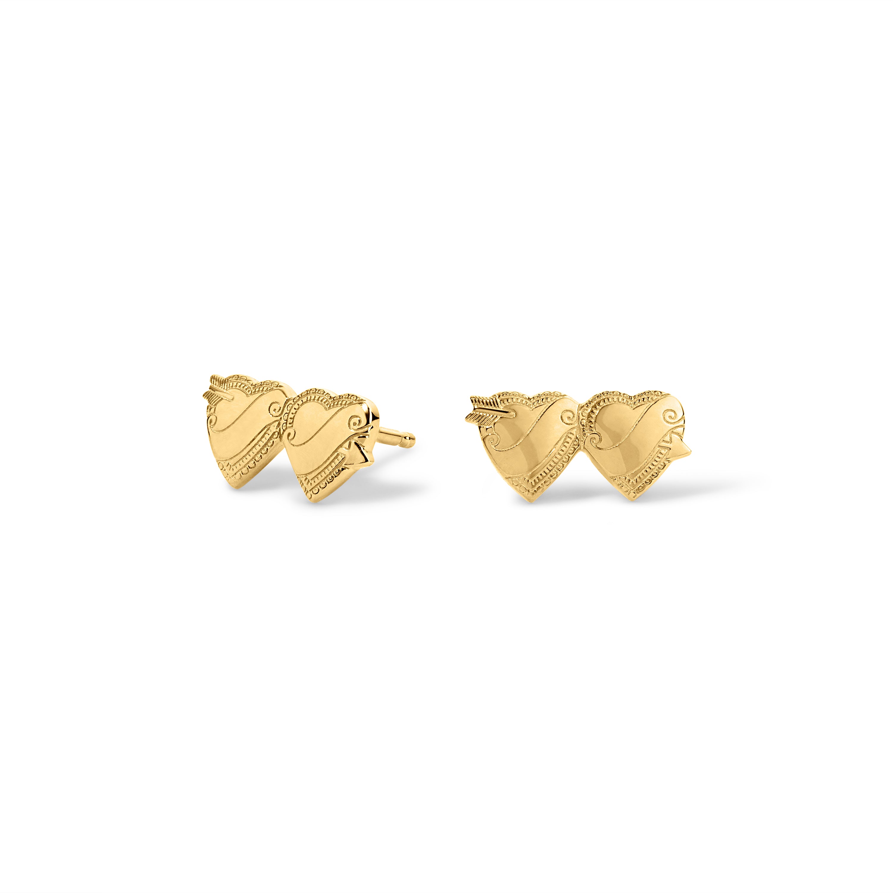 Double Heart Studs - Gold Vermeil
