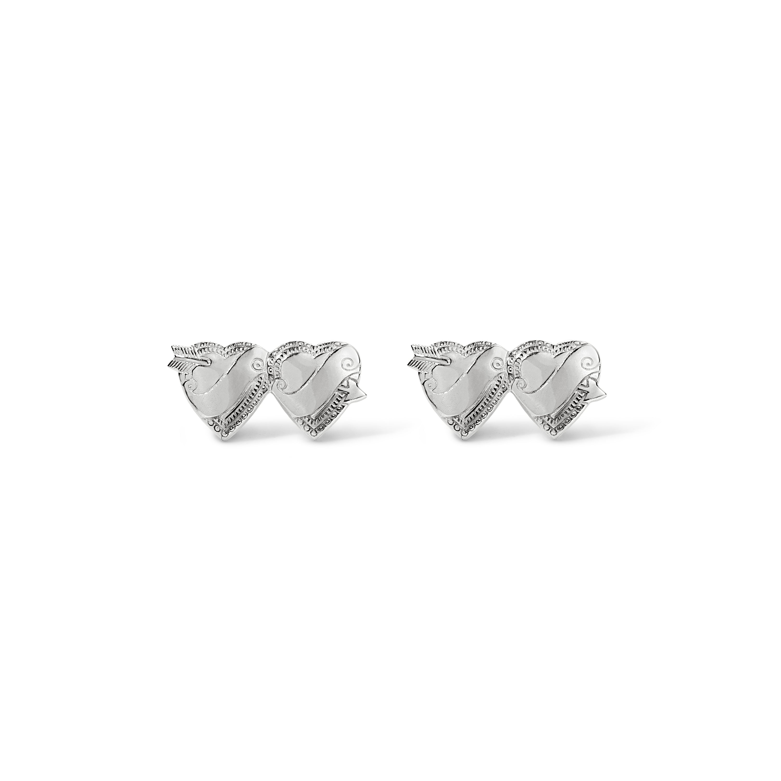 Double Heart Stud - Sterling Silver