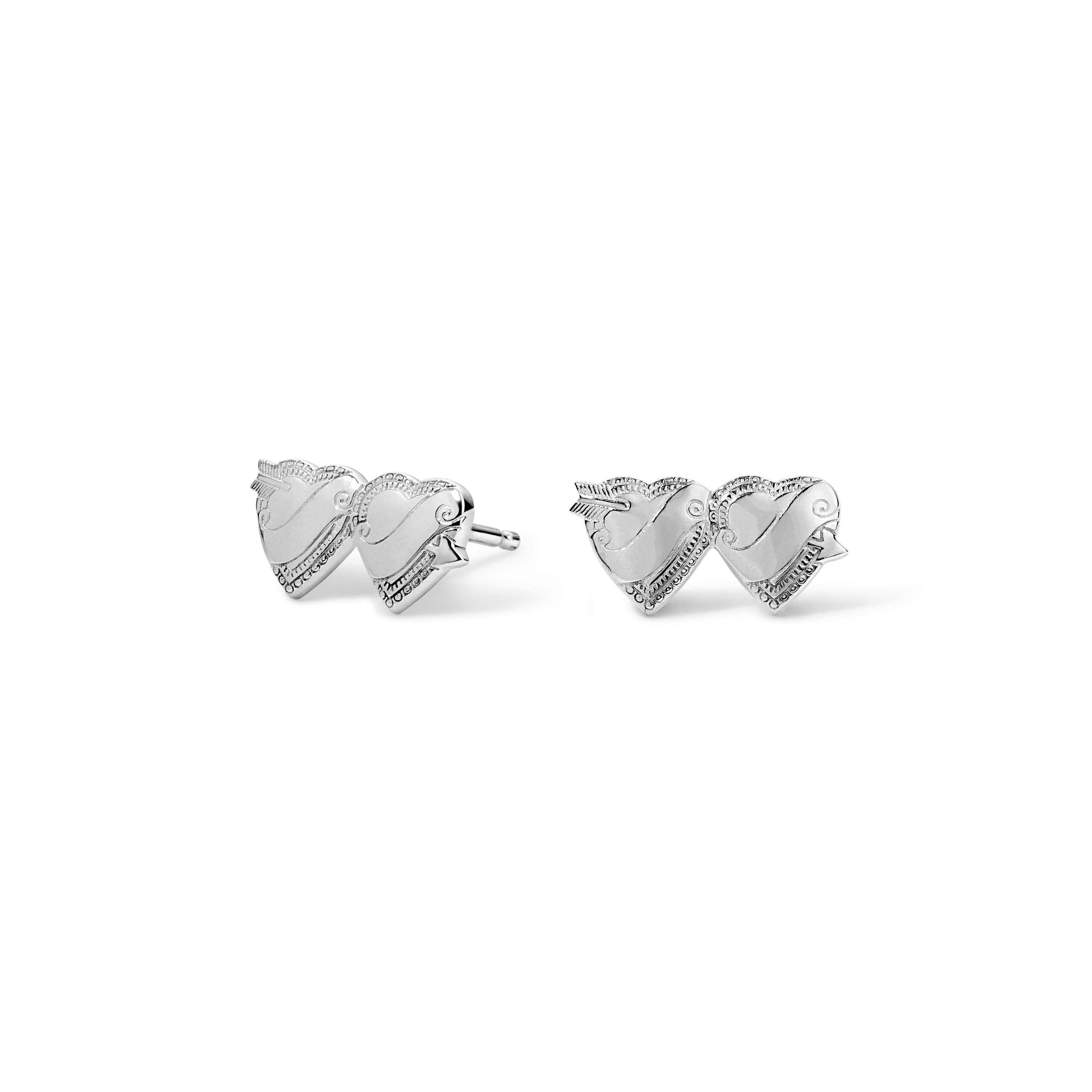Double Heart Stud - Sterling Silver