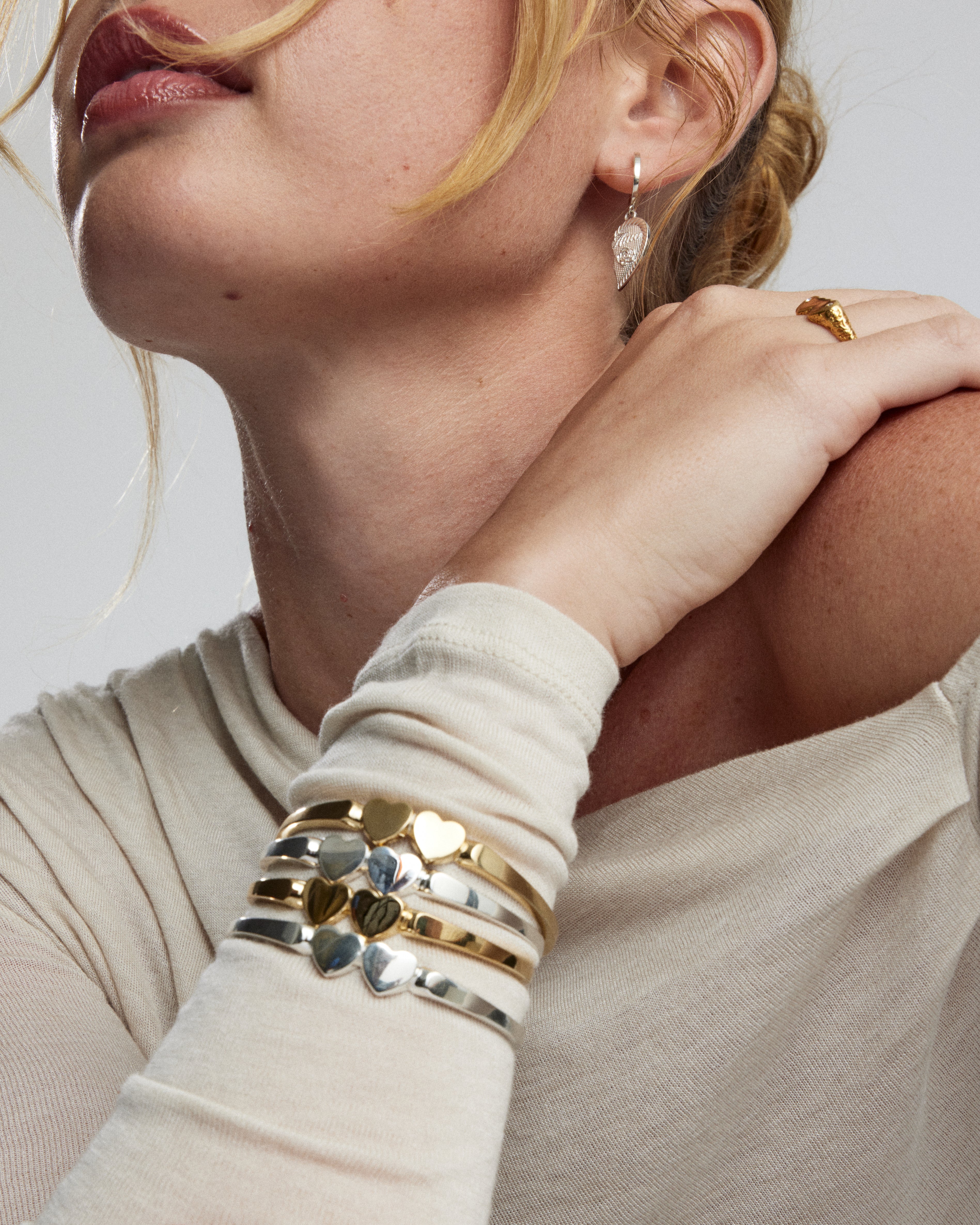 Double Heart Cuff - 14K Gold Vermeil