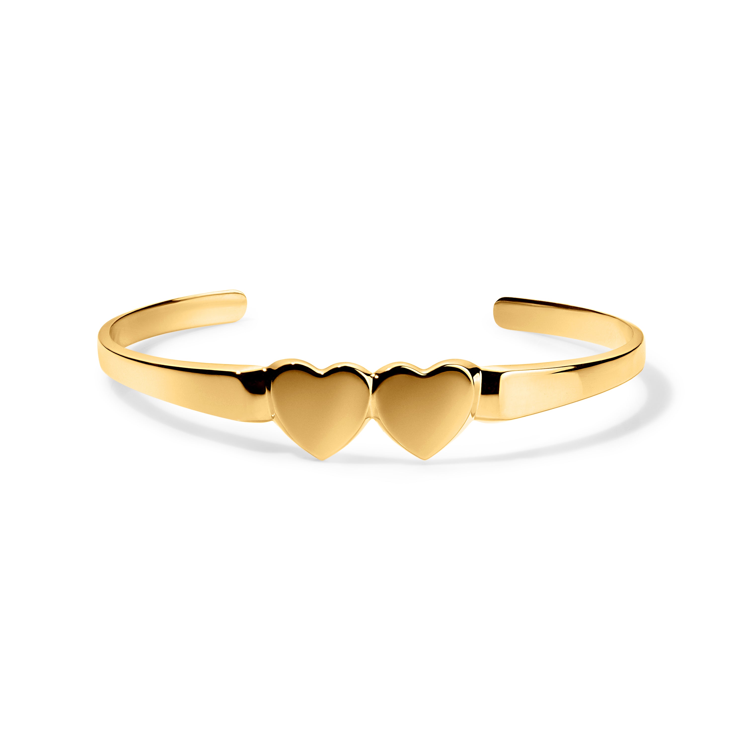 Double Heart Cuff - 14K Gold Vermeil