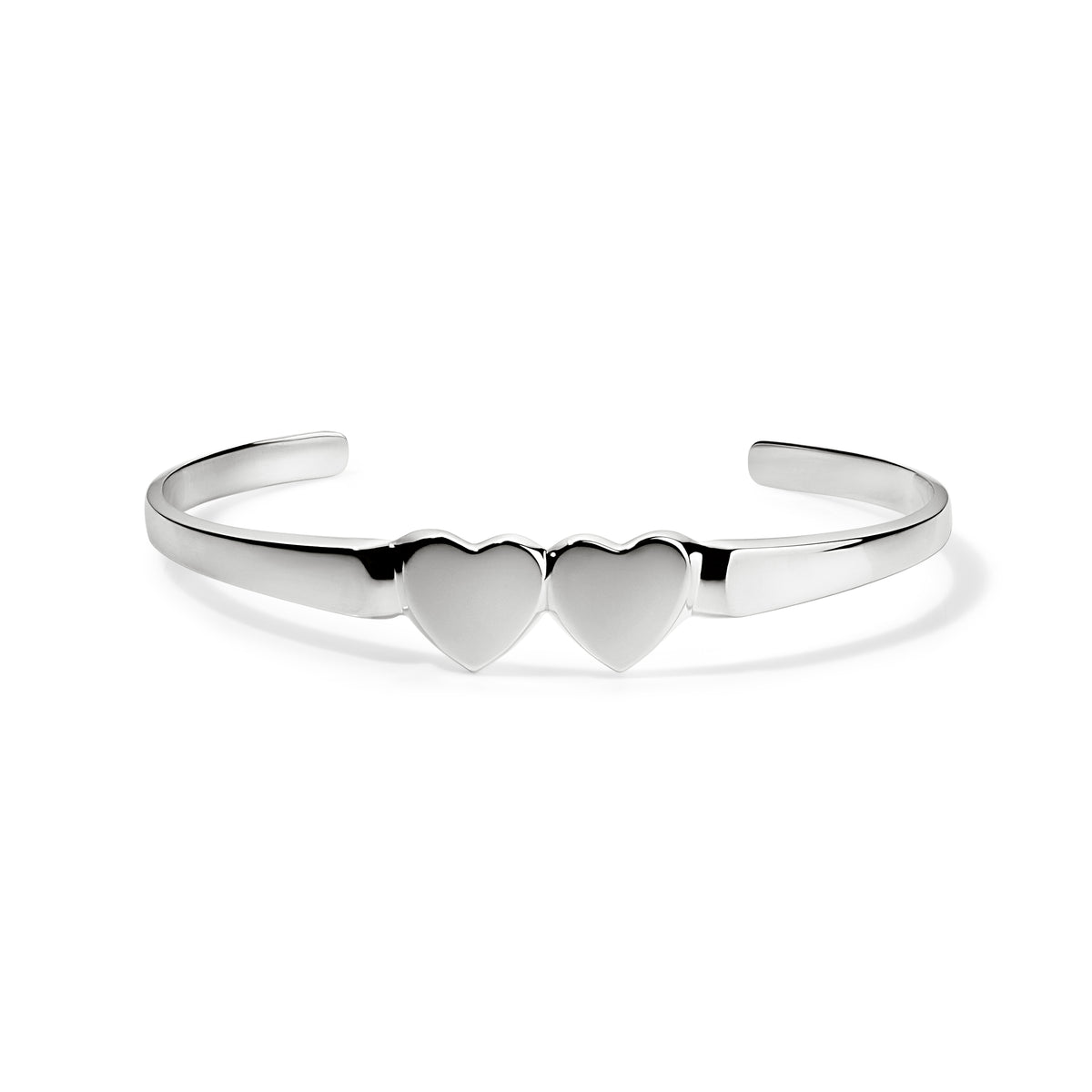 Double Heart Cuff - .925 Sterling Silver