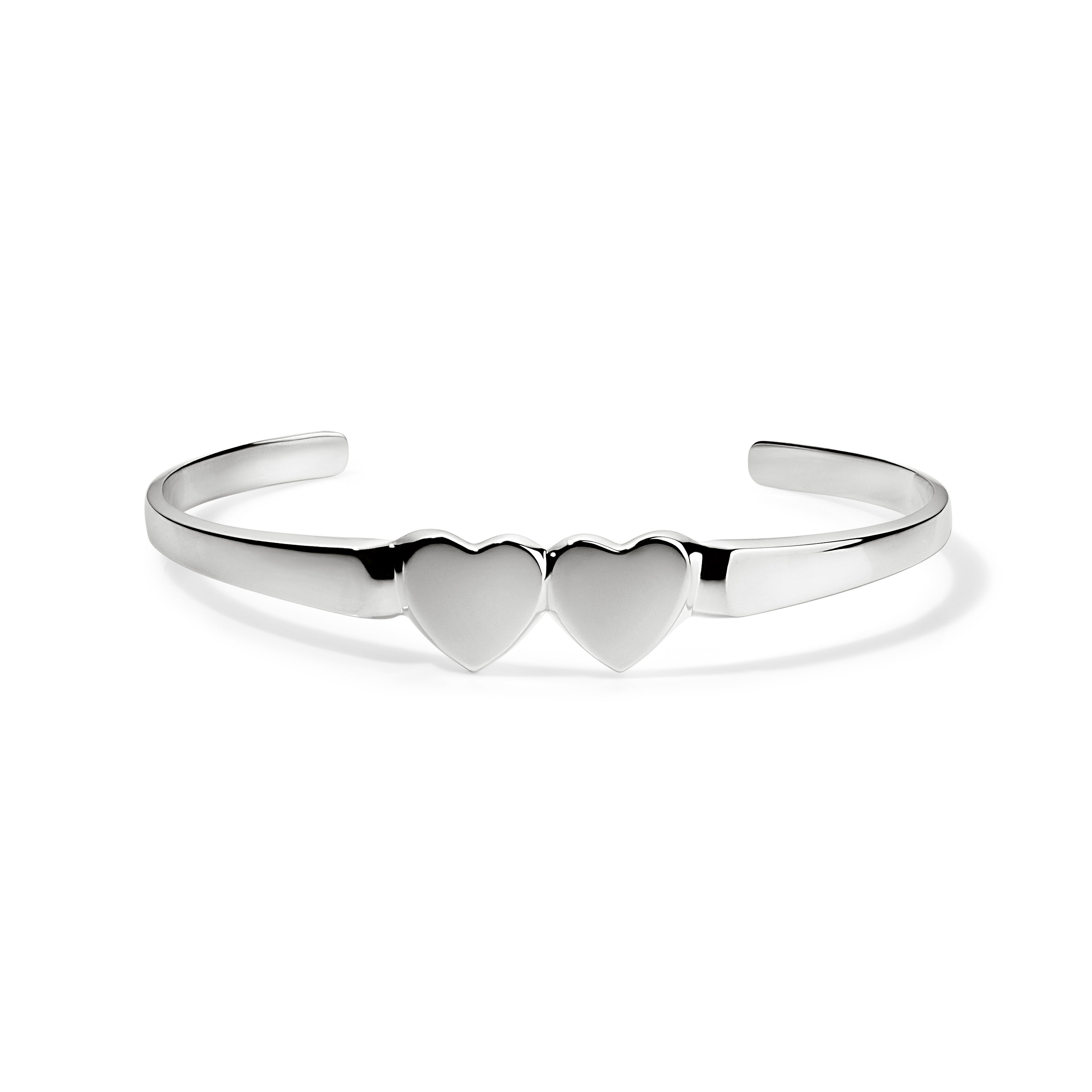 Double Heart Cuff - .925 Sterling Silver