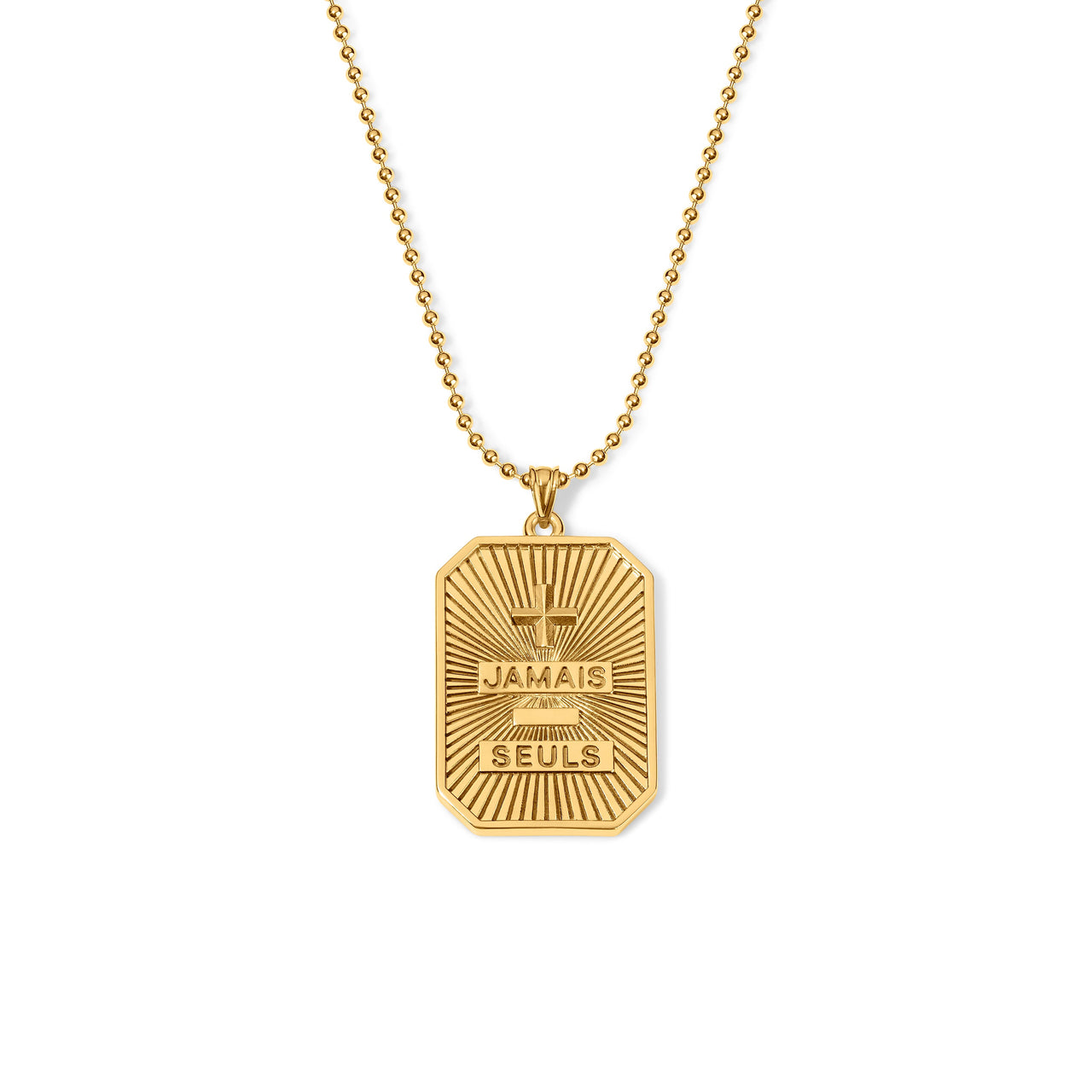 Jamais Seuls Dog Tag - Gold Vermeil