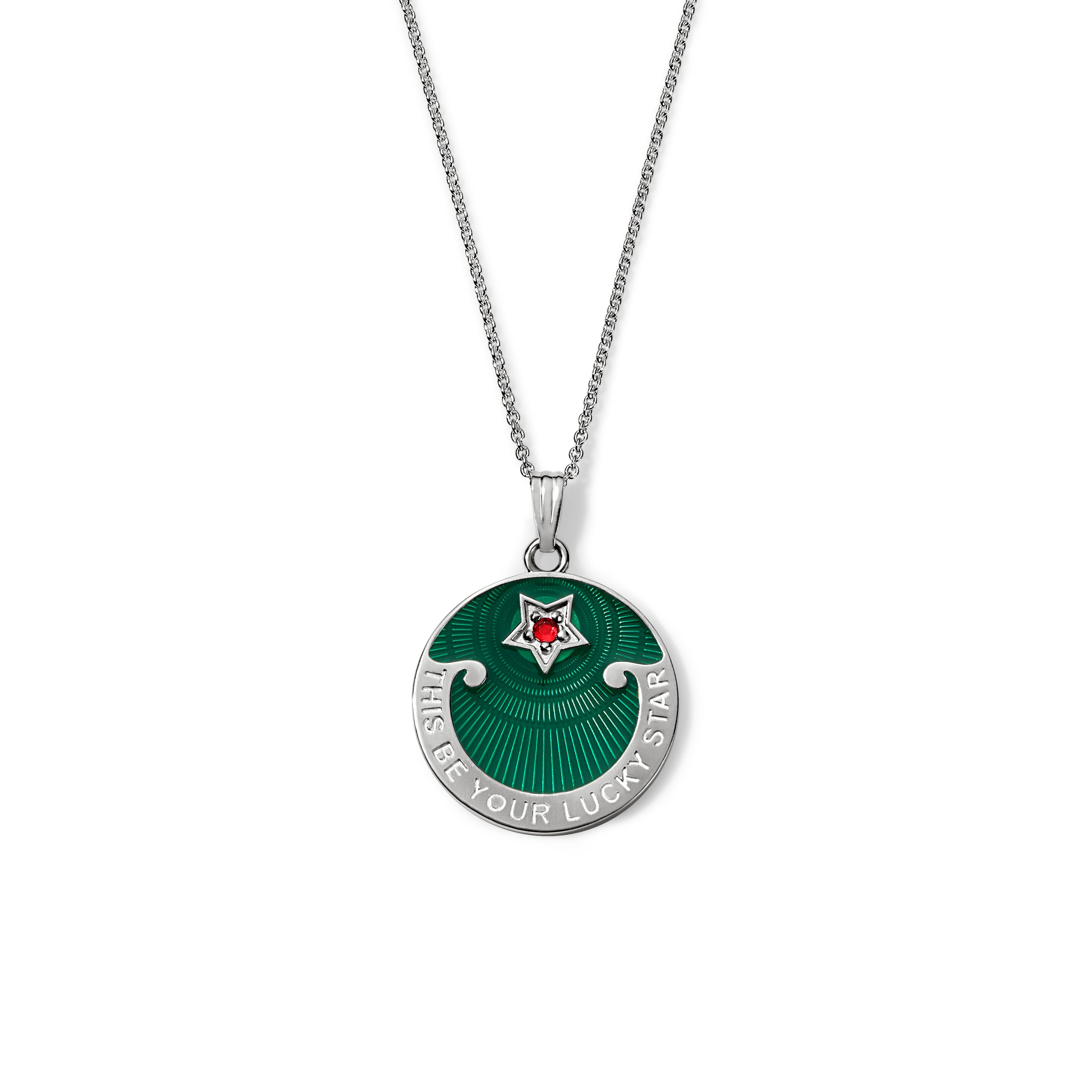 Lucky Star Pendant - Green Enamel